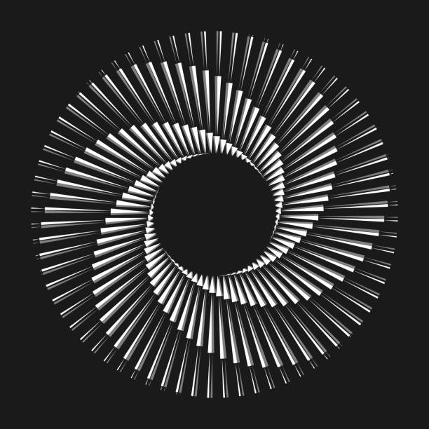 ilustraciones, imágenes clip art, dibujos animados e iconos de stock de espiral con líneas en círculo como símbolo sin fin. fondo de línea de arte geométrico abstracto, logotipo, icono o tatuaje. ilusión óptica giratoria psicodélica. - sharp curve