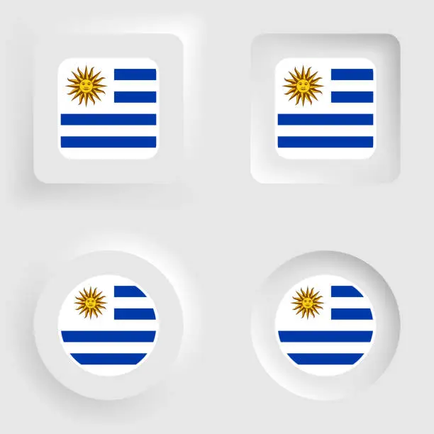 Vector illustration of Uruguay neumorphic graphic and label set.
