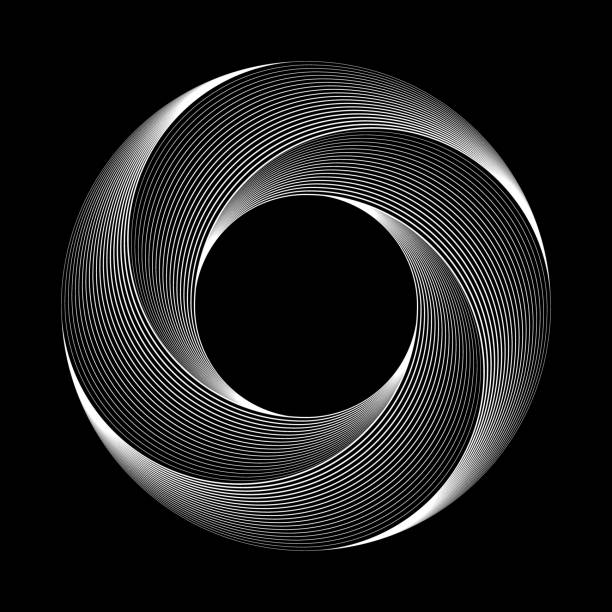 istock Spiral with lines in circle as endless symbol. Abstract geometric art line background, logo, icon or tattoo. Psychedelic rotating optical illusion. 1465324411