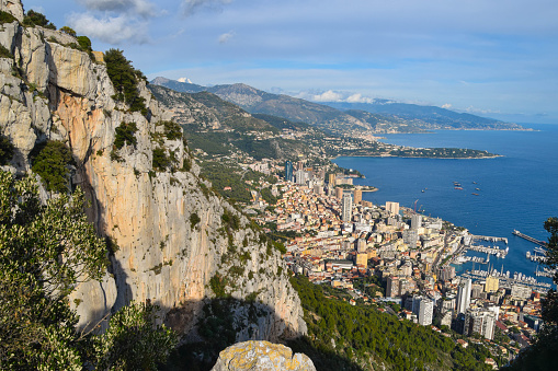 Panoramic aerial view of Monte Carlo, Monaco, from Tete de Chien.