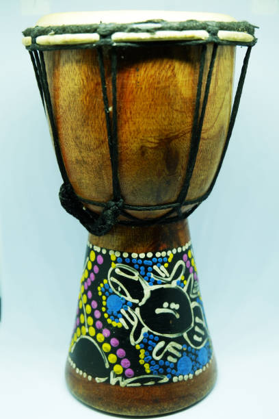 Djembe, African Percussion Wooden Drum. Bongo Hand Drum on white background