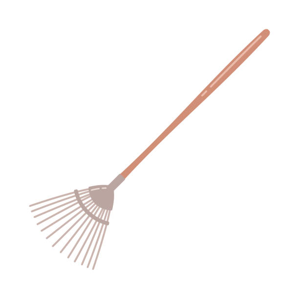 istock Garden fan rake isolated on white background. Garden equipment, tool. Seasonal garden work. Spring vector llustration. 1465337404