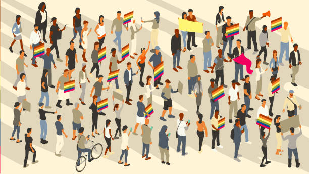 Protest for gay rights vector art illustration