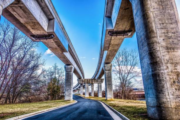Washington Metropolitan Area Transit Authority (WMATA) Metro Bridge in Tysons Corner, Virginia, USA stock photo