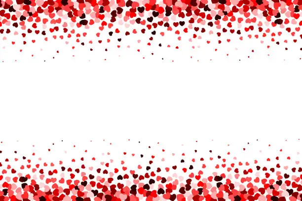 Vector illustration of Red confetti heart borders. Background for Valentine's Day or Mother's Day