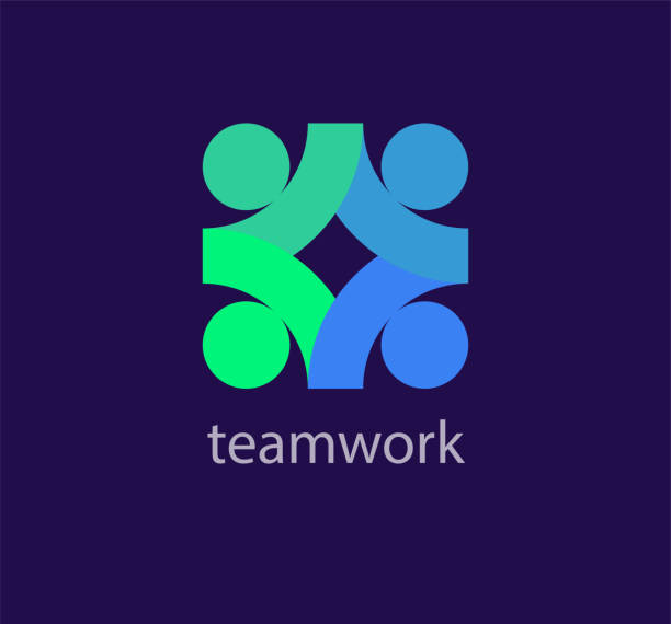 Continuous teamwork and human solidarity idea logo. Unique color transitions. people logo template. vector. leadership patterns stock illustrations