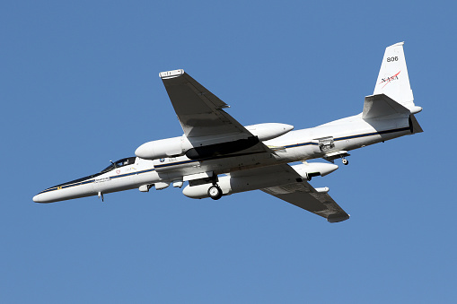 Lockheed ER-2 (U-2 spy plane, modified) High Altitude Airborne Research Aircraft, landing at Marietta Dobbins Air Reserve Base, Atlanta, GA.  23-January-2023