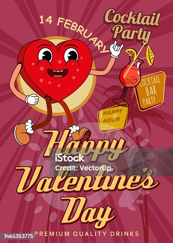 istock Vintage Groovy Happy Valentine Day poster, concept 70s 1465353775
