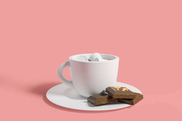 istock Coffee cup on a plate with a chocolate bar, mockup copy space 1465356695
