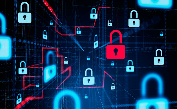 istock Cybersecurity hologram and lock circuit, cyberattack and protection 1465358701