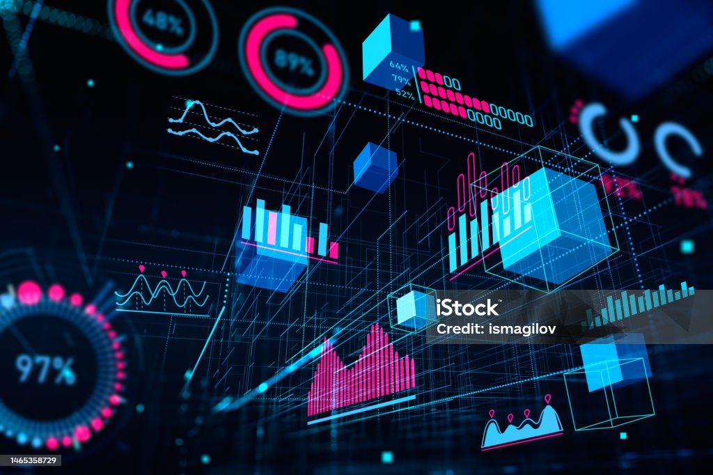 Data Blocks In Cyberspace Digital Analysis And Indicators Stock Photo ...
