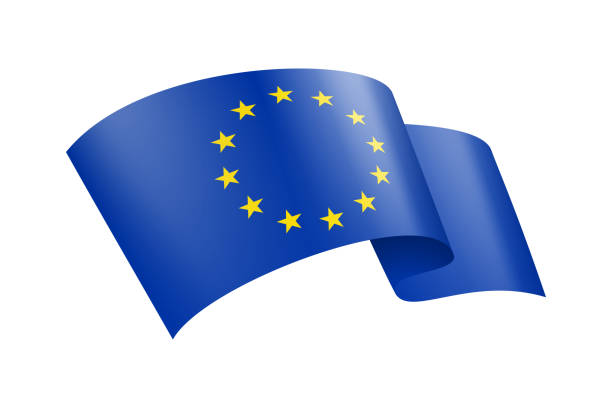 illustrazioni stock, clip art, cartoni animati e icone di tendenza di nastro della bandiera dell'unione europea. bandiera europea header banner. illustrazione vettoriale - all european flags