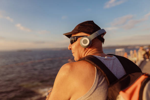 istock Senior man enjoy riding the bike 1465361451