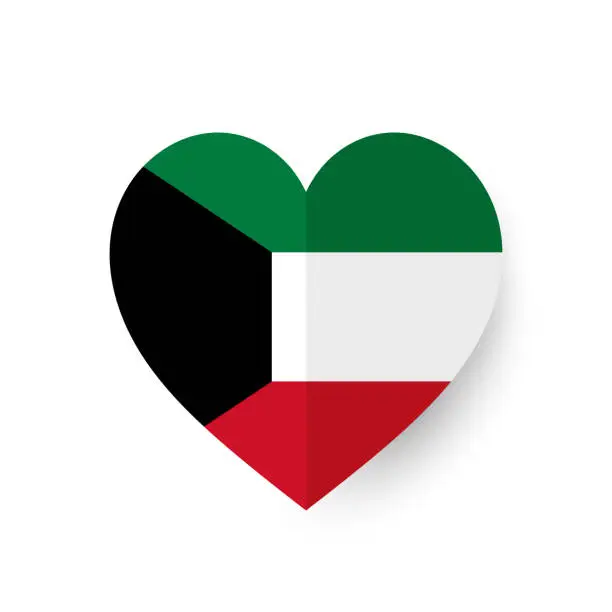 Vector illustration of Kuwait paper heart flag. Vector