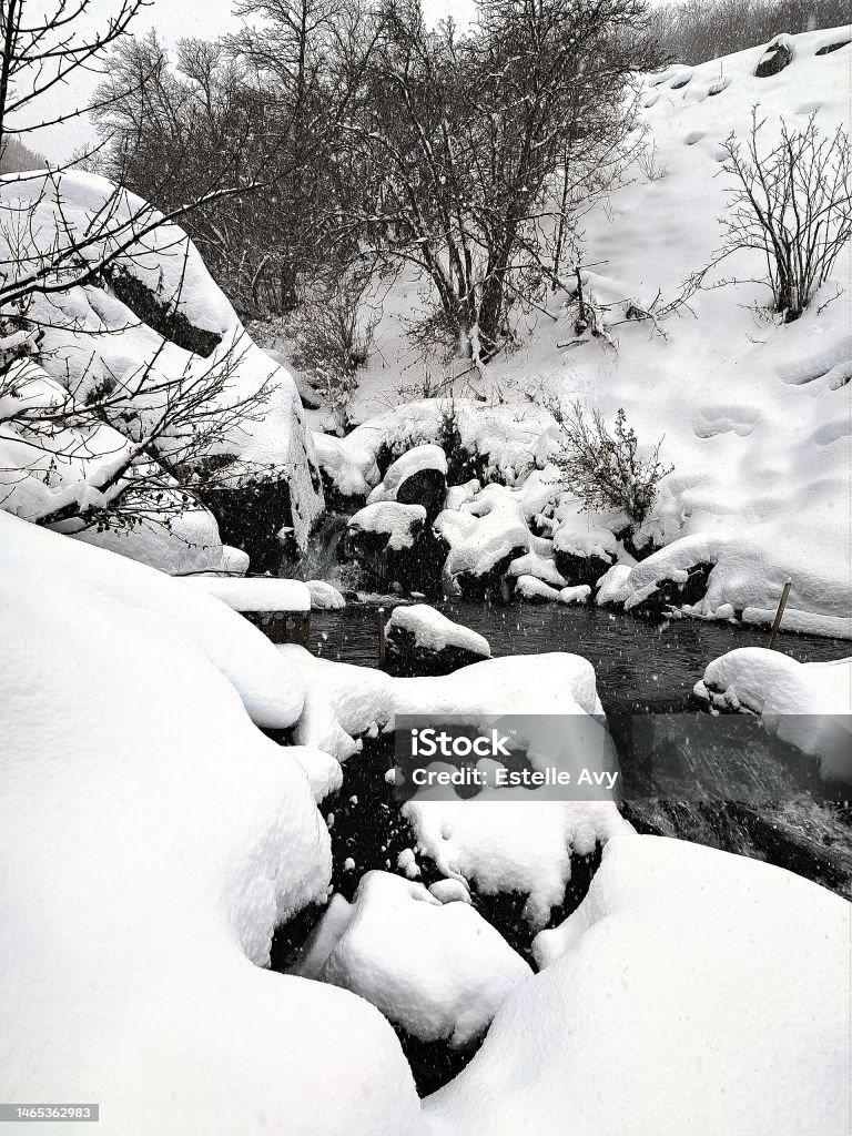 Nature snow Snow path in France Backgrounds Stock Photo