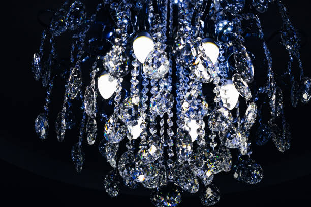 istock shiny crystals and light bulbs on a crystal chandeliers 1465366083