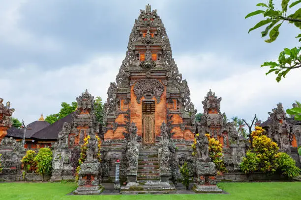 Photo of Details of traditional balinese hindu temple.