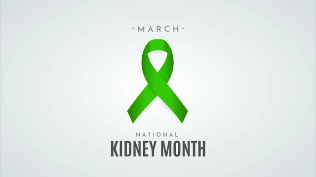 National Kidney Month poster, March. 4k animation