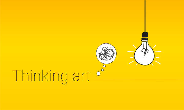 istock Brainstorming and creative idea icons on yellow background. Art of thinking. Concept of creative process, innovation and business growth.Vector illustration 1465384984
