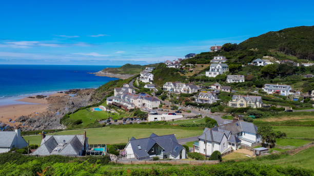 View of Woolacombe - a coastal town in North Devon