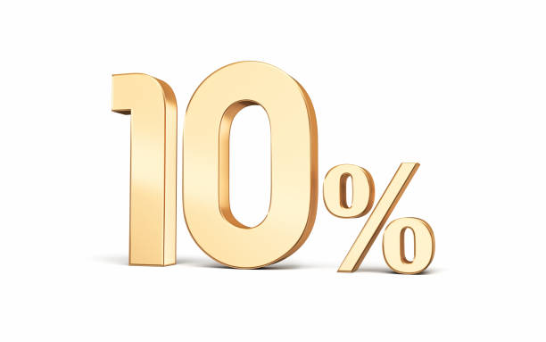 istock Sitting 10 percent sign metallic White background, Object + Shadow Clipping Path 1465388489