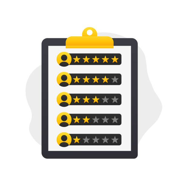 istock A document with customer reviews. Five stars for the best rating of 