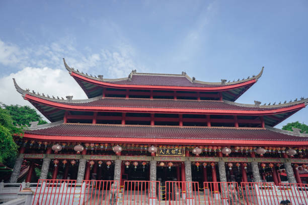 istock Chinese temple with guardian statue when chinese new year celebration. 1465391473