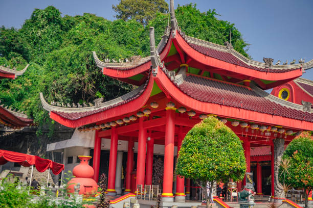 istock Chinese temple with guardian statue when chinese new year celebration. 1465393063