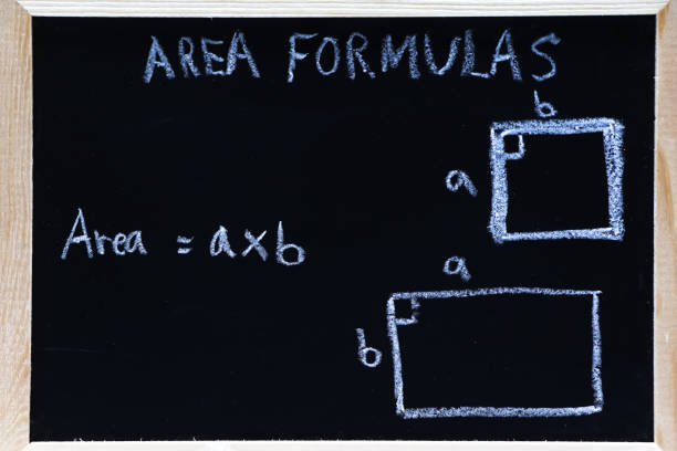 istock Blackboard with hand written geometry area formulas 1465409226