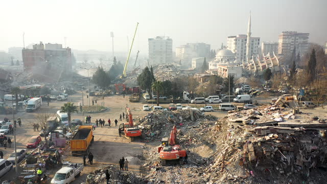 Turkey Kahramanmaras city earthquake debris