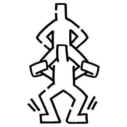 Stick Figure Train Two Stick Figures Training On Their Shoulders Stock Illustration ...