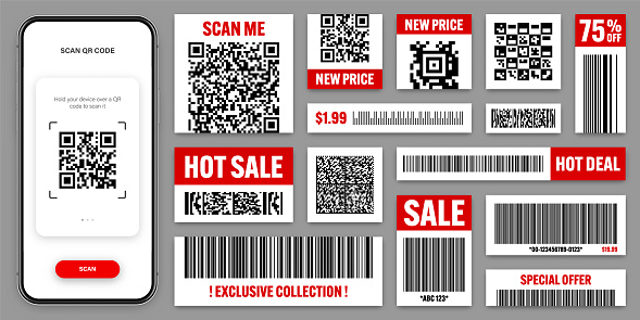 Product Scan Stickers Product Barcodes And Qr Codes Smartphone Application Scanner App Sale ...