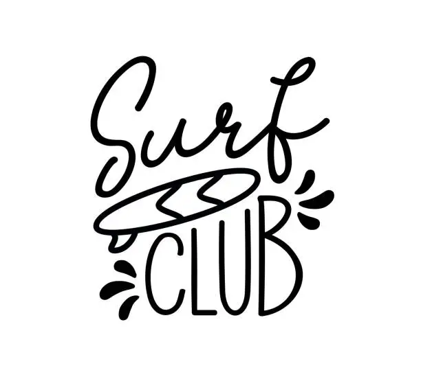 Vector illustration of Surf clubl soon.