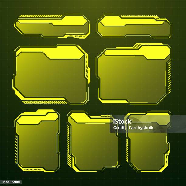 Yellow Notification Box Ui Yellow Futuristic Hud Ui Elements Scifi User Interface Text Boxes ...