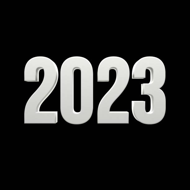 istock 2023 text number 3d white color in black isolated background . 3d illustration render 1465423748