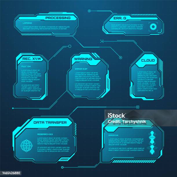 Blue Futuristic Hud Or Ui Elements Scifi User Interface Text Boxes ...