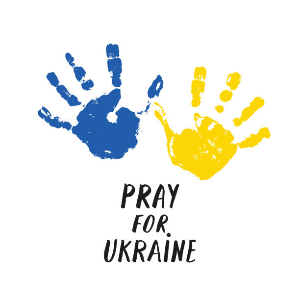 istock Pray for Ukraine. concept of praying for peace in Ukraine with blue and yellow flag. Vector illustration 1465428191