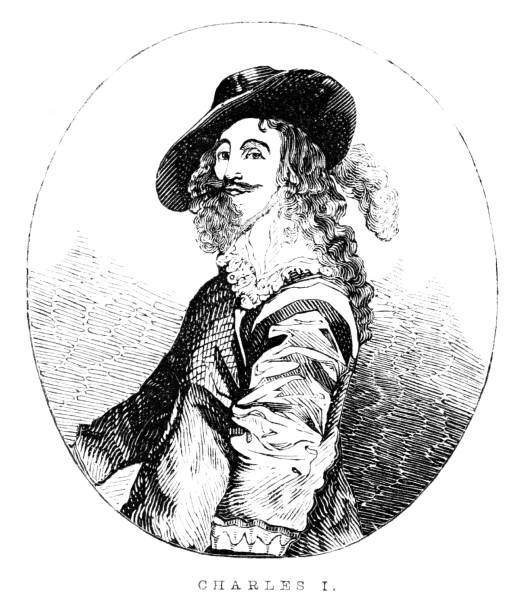 ilustraciones, imágenes clip art, dibujos animados e iconos de stock de retrato del rey carlos i, historia británica del siglo 17 - charles i