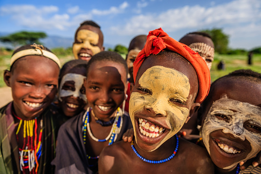 Group of happy African children - Southern Ethiopia, East Africa