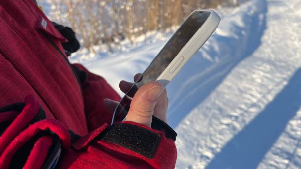 istock Women's hands keep the phone in nature 1465438723