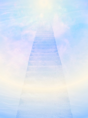 Mystical image of stairs leading to the sky.