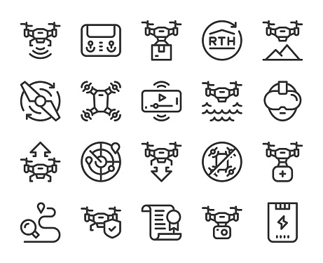Drone Line Icons Vector EPS File.