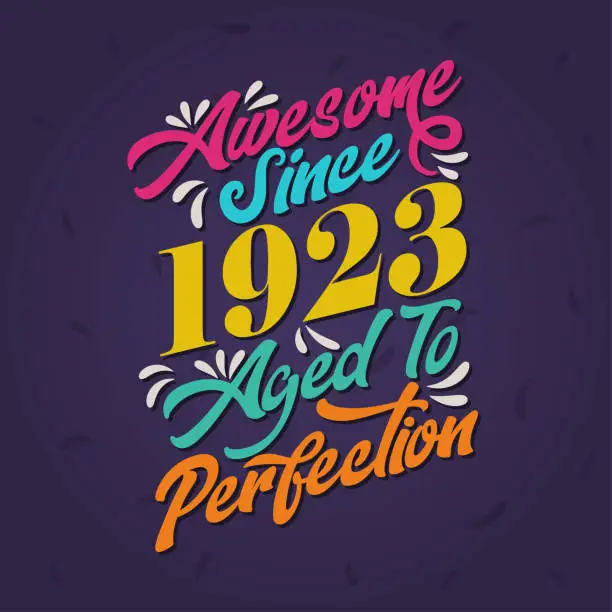 Vector illustration of Awesome since 1923 Aged to Perfection. Awesome Birthday since 1923 Retro Vintage