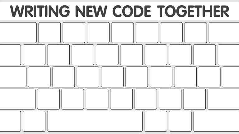 Writing the word Writing New Code Together on white computer keyboard.