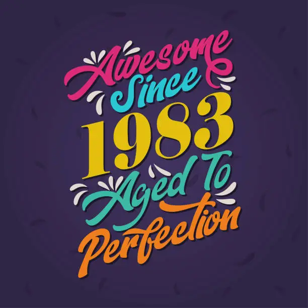 Vector illustration of Awesome since 1983 Aged to Perfection. Awesome Birthday since 1983 Retro Vintage