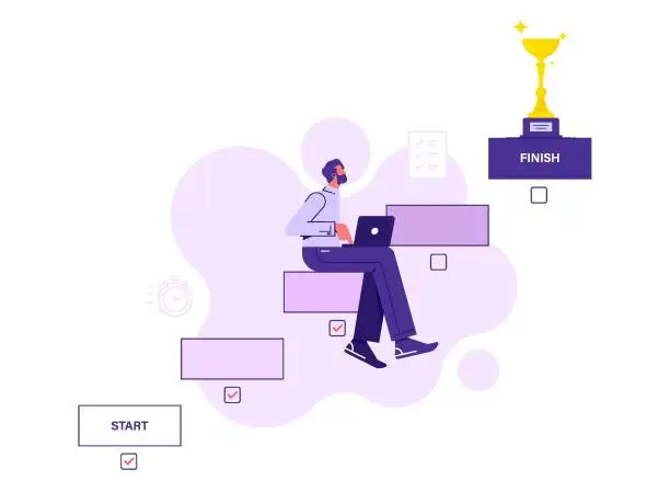 Vector illustration of Project management or business project timeline concept