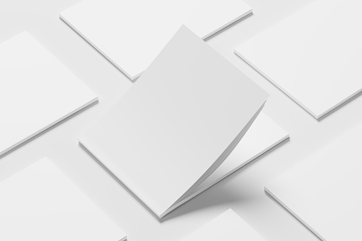 US Letter Landscape Magazine 3D Rendering White Blank Mockup For Design Presentation