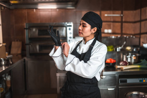 Food Safety, Female Chef Getting Ready for Cooking