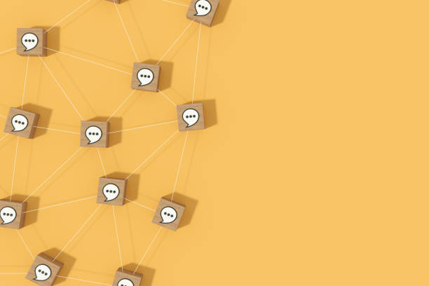 istock Cubes with Speech Bubbles, Online Communication and Social Networking Background 1465450734