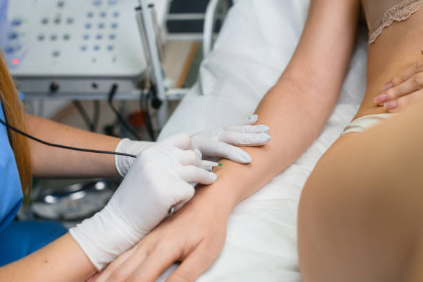 istock Electrolysis hair removal at hands in salon 1465454700